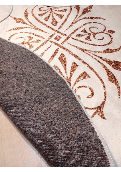 Damask - Kaymaz Taban Yuvarlak Banyo Halısı (110X110-50X50-50X50 CM 3'LÜ SET)