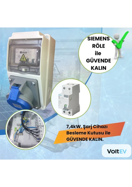 Elektrikli Araç Şarj Cihazı Kombinasyon Kutusu – 7,4kW Uyumlu, 5x32A+2x16A Priz, Siemens Kaçak Akım Korumalı Besleme Kutusu fiyatları