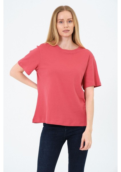 Kadın Bisiklet Yaka Kısa Kollu Basic T-Shirt - Interlok Kumaş