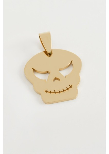 Ds-Derin Kuru Kafa Çelik Kolye Ucu 2,5 Cm-Sarı