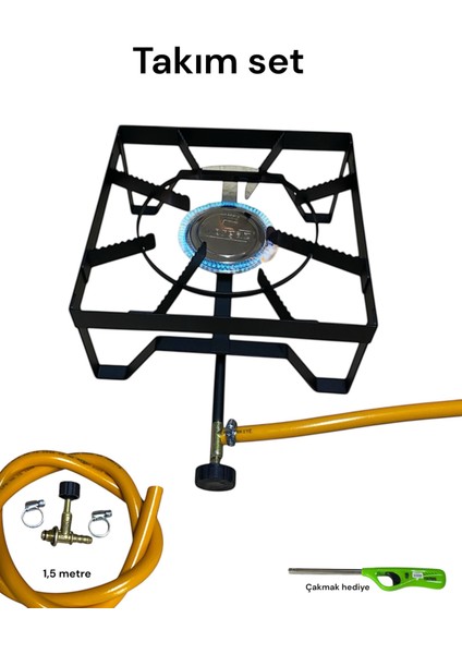 Piknik Tüpü Yer Ocak Dar Tüpler Uyumlu Hortum Başlık Set Canavar Ocak 30X30