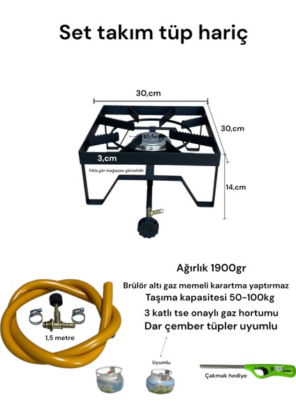 Piknik Tüpü Yer Ocak Dar Tüpler Uyumlu Hortum Başlık Set Canavar Ocak 30X30 fırsatları