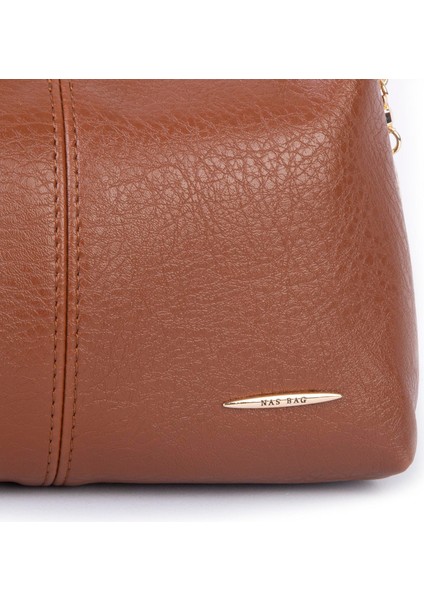 Kadın Mini Omuz ve Çapraz Çanta Örgülü Askılı (En: 23 cm , Boy: 14 Cm) Taba Victoria modelleri