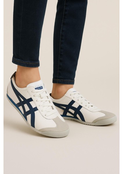 E-2002-2058 Beyaz Lacivert Unisex Sneaker Spor Ayakkabı