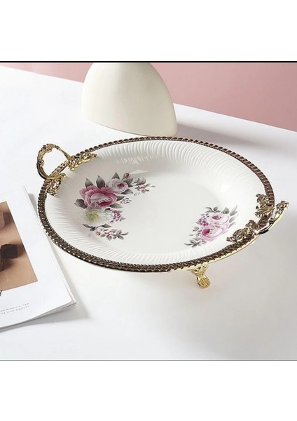 3 Ayaklı Seramik Varaklı Sunum Kasesi 37X20