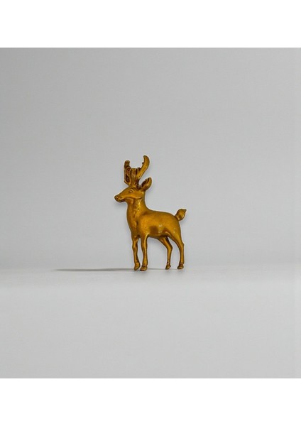 Geyik Figürlü Koyu Altın Sarı Metal Broş fiyatları