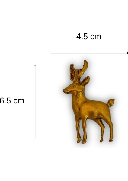 Geyik Figürlü Koyu Altın Sarı Metal Broş fırsatları