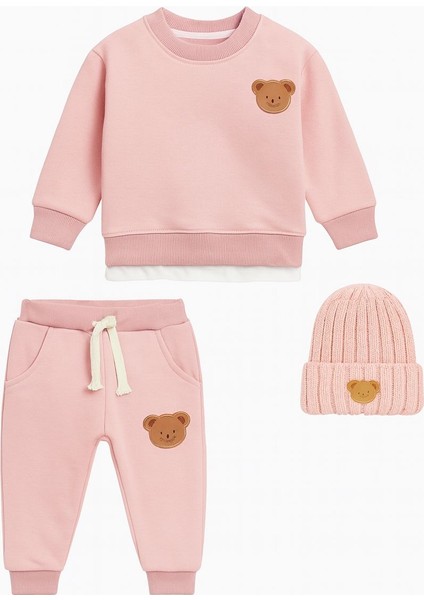 Teddy 3'lü Erkek Kız Çocuk Eşofman Bere Seti fiyatları