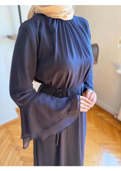 Şifon Volanlı Elbise 5088 modelleri