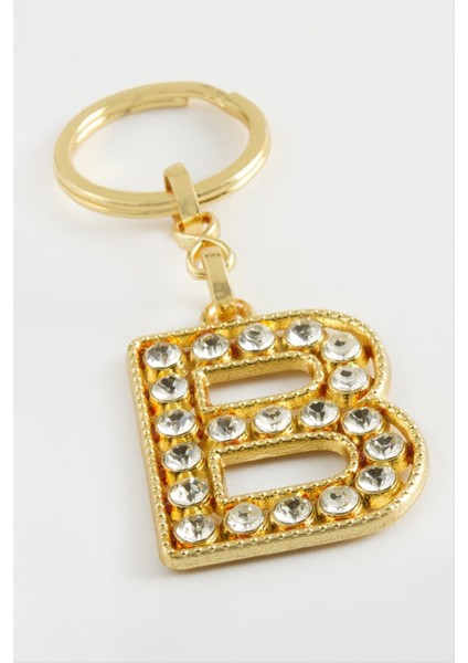 Ds-Derin Sarı Renkli Taşlı Harf Anahtarlık-B