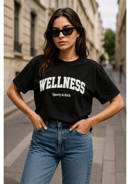 Kadın Basic T-Shirt Oversize Crop Rahat Kalıp Baskılı Tişört %100 Pamuk Kısa Kollu Tişört