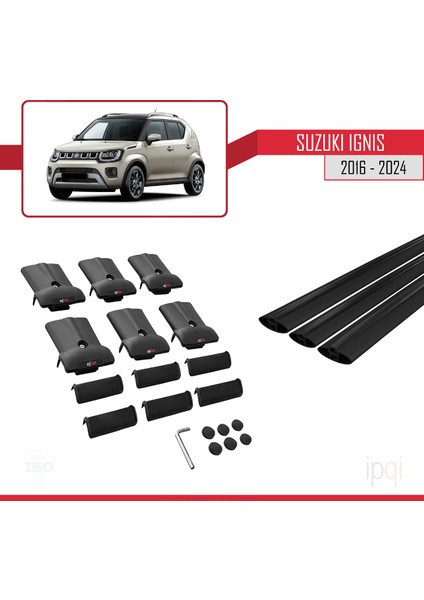 Suzuki Ignis 2016-2024 Arası ile Uyumlu Fly Model Ara Atkı Tavan Barı Siyah 3 Adet indirimleri