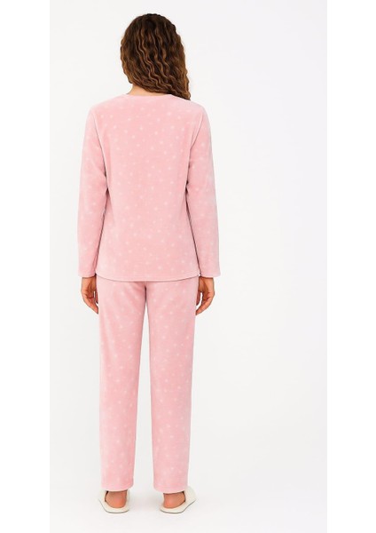 Kadın 13504-1430 Uzun Kol Kadife Pijama Takımı Pembe fiyatları
