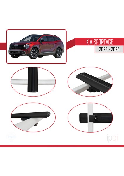 Kia Sportage 2023-2025 Arası ile Uyumlu Basıc Model Ara Atkı Tavan Barı Siyah 3 Adet fırsatları