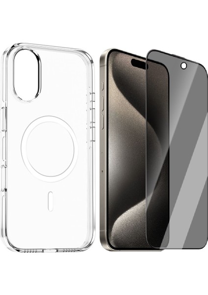 Apple iPhone 17 Kılıf M-Safe Şarj Özellikli Kamera Korumalı Zore Kripto Kapak + Hayalet Ekran Koruyucu