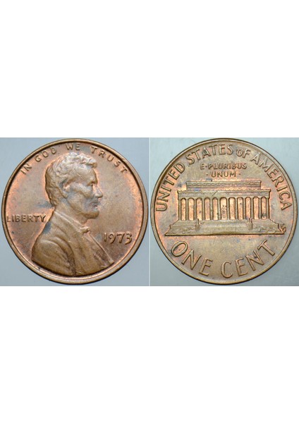 Amerika Birleşik Devletleri 1 Cent 1973 Lıncoln Memorıal Cent. 19 mm