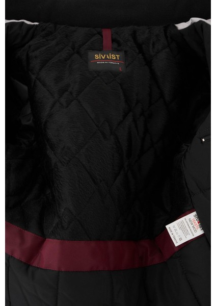 Erkek Siyah Pamuk Polyester Karışımlı Kürklü Çıkartılabilir Kapüşonlu Mont&kaban indirimleri