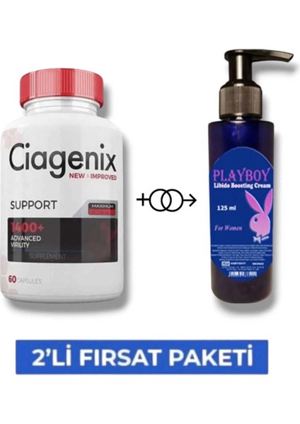 Ciagenix Erkek Performans Arttıran 60'lı Takviye Mucizevi Kadın Lib.ido Arttırıcı Krem 125 ml