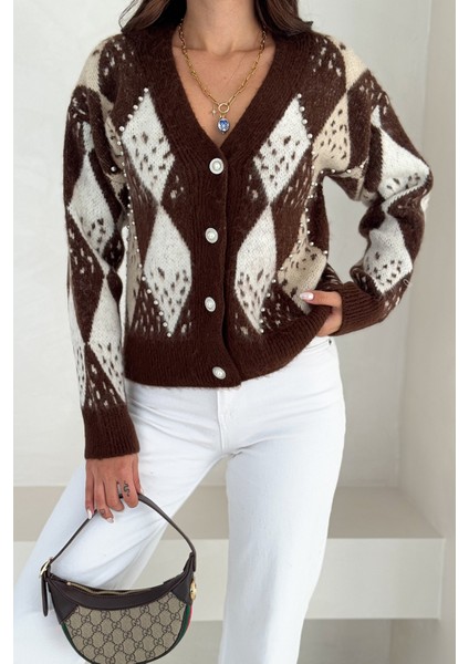 Kadın Argyle Desenli Triko Hırka – Retro & Zarif Stil indirimleri