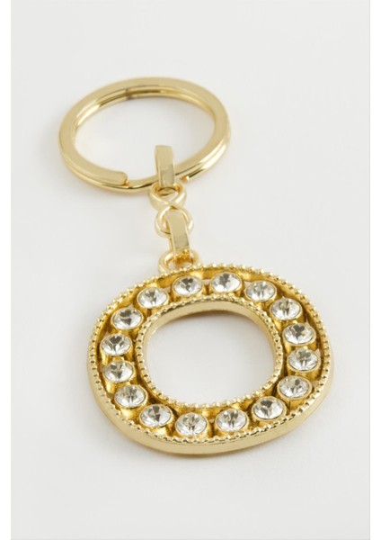 Ds-Derin Sarı Renkli Taşlı Harf Anahtarlık-O