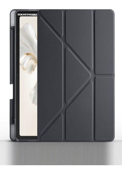 Honor Pad 9 12.1 Inch Tablet Uyumlu Kılıf Katlanır Kalemlikli Standlı Uyku Modlu Akıllı Kapak