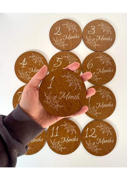 12 Aylık Ingilizce Plak Seti Ahşap Bebek Fotoğraf Kartları Seti Lazer Kesim fiyatları