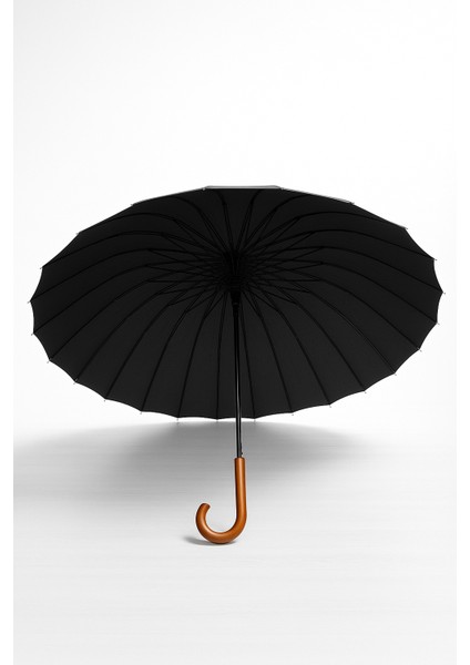 24 Telli Protokol Şemsiyesi Çift Kişilik Ahşap Saplı Premium Şemsiye 120 cm Çap Kılıflı