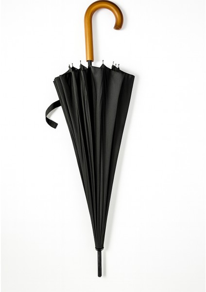 24 Telli Protokol Şemsiyesi Çift Kişilik Ahşap Saplı Premium Şemsiye 120 cm Çap Kılıflı