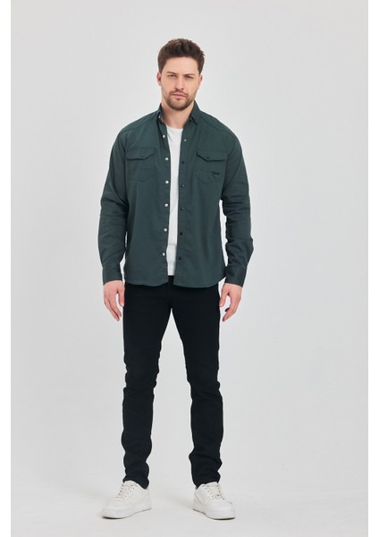 Erkek Gömlek Slim Fit Erkek Kot Gömlek