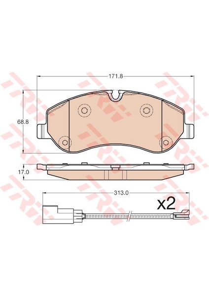 Ön Balata Ford Transıt V363 14 -Transıt Custom 2.2 Tdcı 12 2 Adet Kablolu