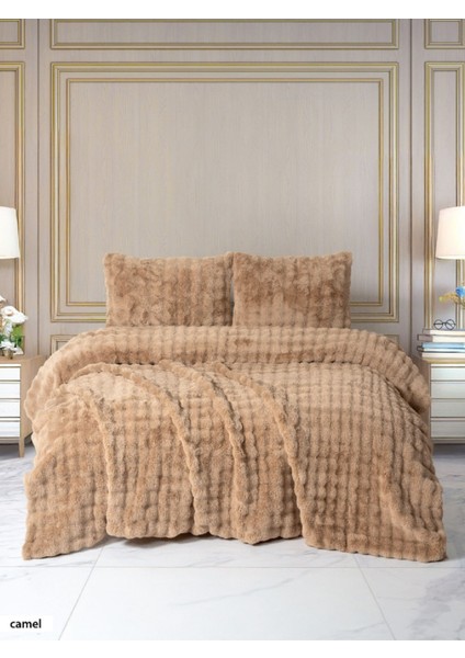 Diamond Kürk Yatak Örtüsü Seti Yastık Kılıflı Çift Kişilik 3 Parça