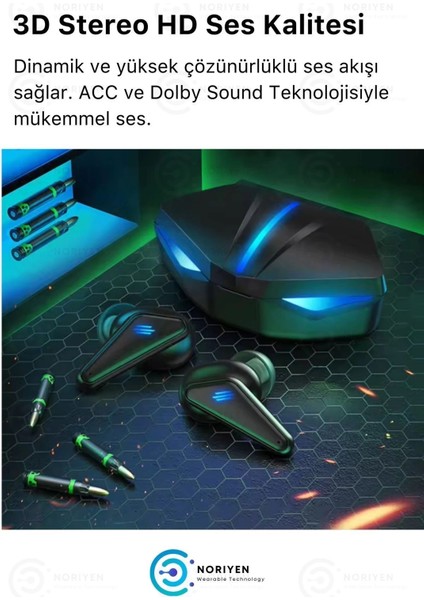 K55 Tws Pro Oyuncu Kulaklığı 3D Stereo Ses Extra Bass Işıklı Mikrofonlu Bluetooth Kablosuz Kulaklık fiyatları