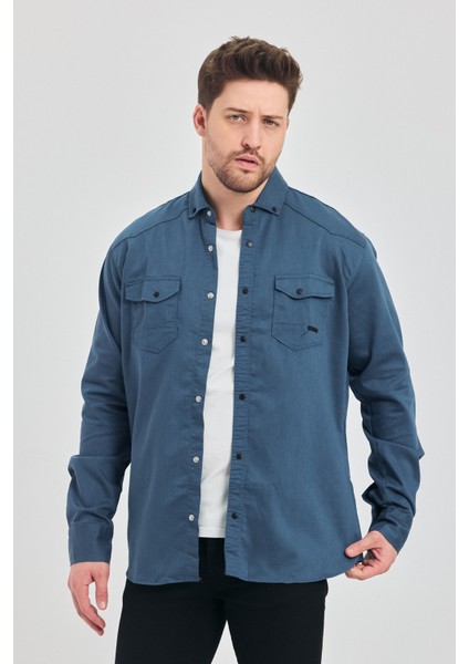 Erkek Gömlek Slim Fit Erkek Kot Gömlek