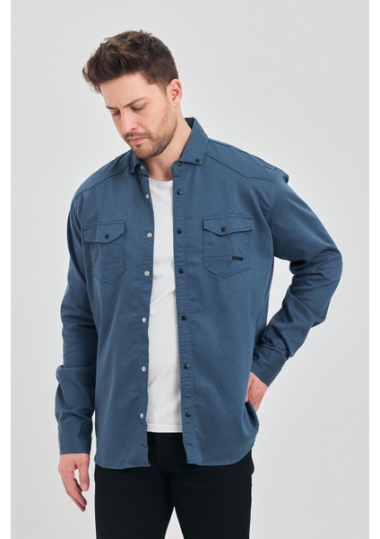 Erkek Gömlek Slim Fit Erkek Kot Gömlek