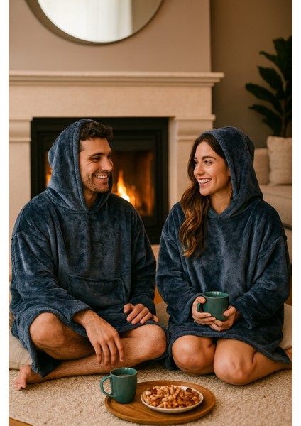 Unisex , Welsoft Kapşonlu Giyilebilir Battaniye , Panço