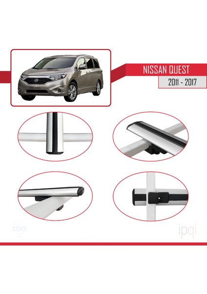 Nissan Quest 2011-2017 Arası ile Uyumlu Basıc Model Ara Atkı Tavan Barı Gri 2 Adet fırsatları