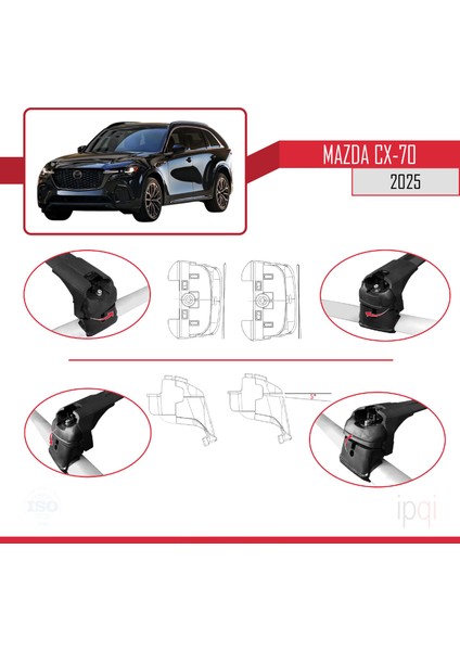 Mazda Cx-70 2025 ve Sonrası ile Uyumlu Ace-2 Ara Atkı Tavan Barı Siyah 2 Adet fırsatları