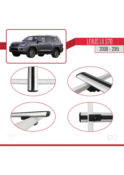 Lexus Lx 570 2008-2015 Arası ile Uyumlu Basıc Model Ara Atkı Tavan Barı Gri 2 Adet fırsatları