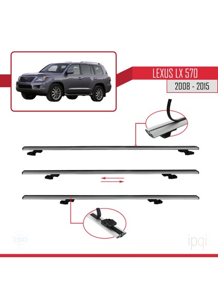 Lexus Lx 570 2008-2015 Arası ile Uyumlu Basıc Model Ara Atkı Tavan Barı Gri 2 Adet indirimleri
