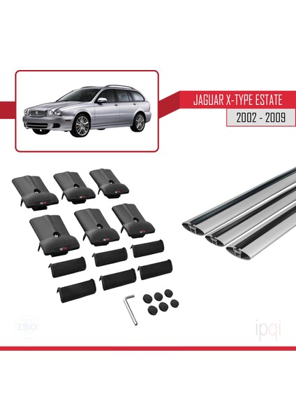 Jaguar X-Type Estate 2002-2009 Arası ile Uyumlu Fly Model Ara Atkı Tavan Barı Gri 3 Adet indirimleri