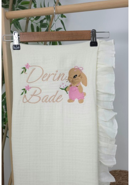 Müslin Yeni Doğan 4katlı Organik %100PAMUK Kişiye Özgü Nakışlı Hastane Çıkış Seti(Tavşan Model-3) fırsatları