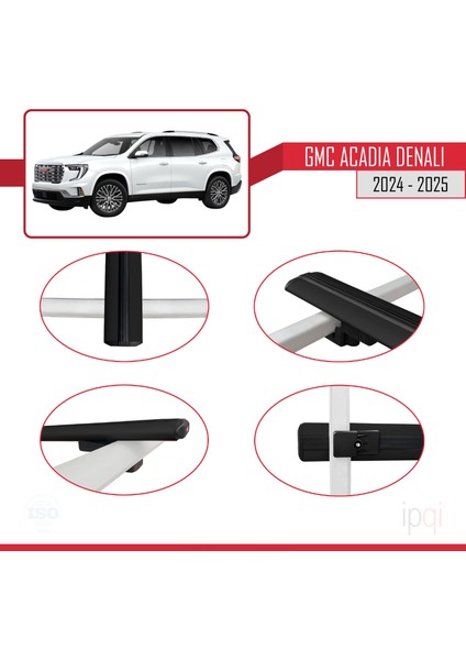 Gmc Acadia Denali 2024-2025 Arası ile Uyumlu Basıc Model Ara Atkı Tavan Barı Siyah 2 Adet fırsatları