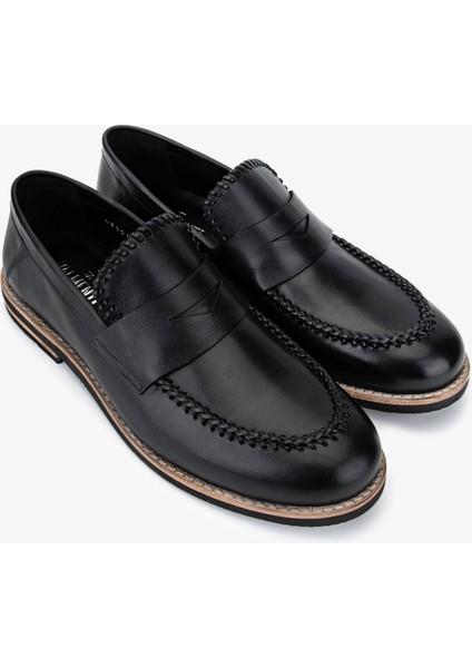 Erkek Hakiki Deri Siyah Loafer Ayakkabı 183 42551 Erk Ayk Y25 Sıyah Dr/orgu fiyatları