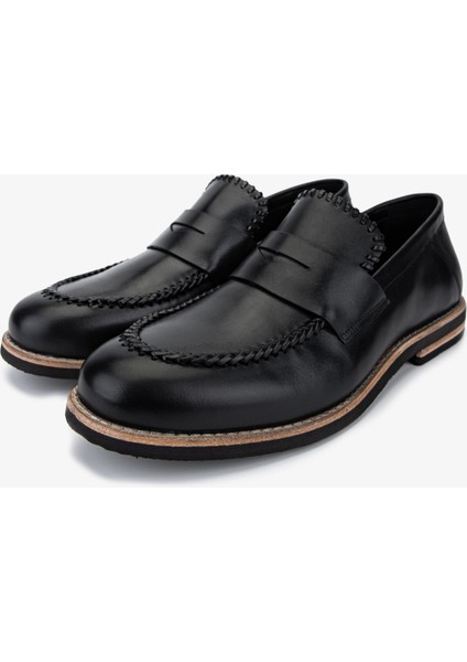 Erkek Hakiki Deri Siyah Loafer Ayakkabı 183 42551 Erk Ayk Y25 Sıyah Dr/orgu fırsatları