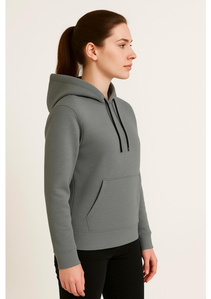 Kadın Gri Kapüşonlu SWEATSHIRT-W1108-K fiyatları