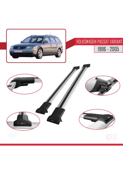 Vw Passat B5 Variant 1996-2005 Arası ile Uyumlu Fly Model Ara Atkı Tavan Barı Gri 2 Adet modelleri