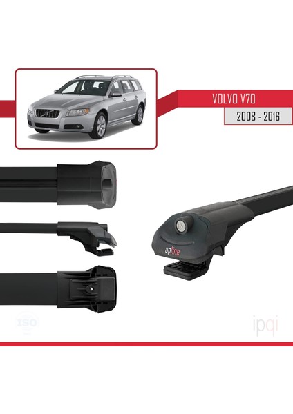 Volvo V70 Iıı 2008-2016 Arası ile Uyumlu Ace-1 Ara Atkı Tavan Barı Siyah 3 Adet modelleri