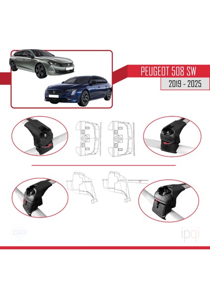 Peugeot 508 Sw 2019-2025 Arası ile Uyumlu Ace-2 Ara Atkı Tavan Barı Gri 2 Adet fırsatları