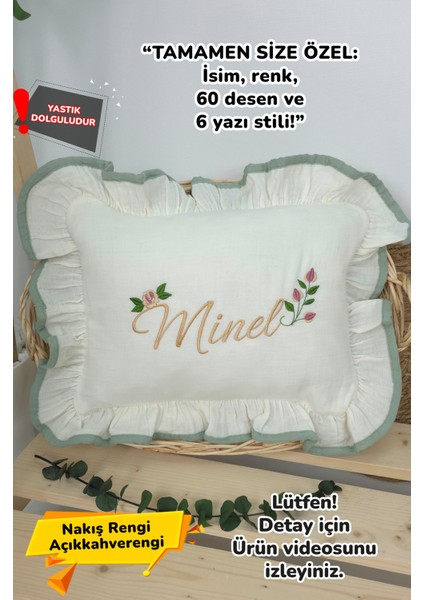 Müslin Yeni Doğan 4katlı Organik %100PAMUK Kişiye Özgü Nakışlı Hastane Çıkış Seti (Güllü Model-4)