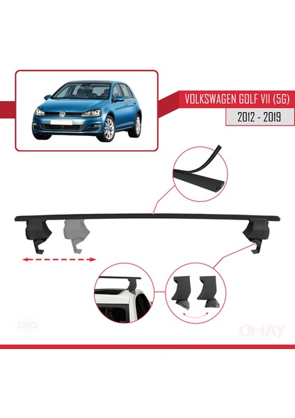 Volkswagen Golf 7 (5g) 2013-2019 Arası ile Uyumlu Ace-4 Ara Atkı Tavan Barı Siyah 2 Adet modelleri